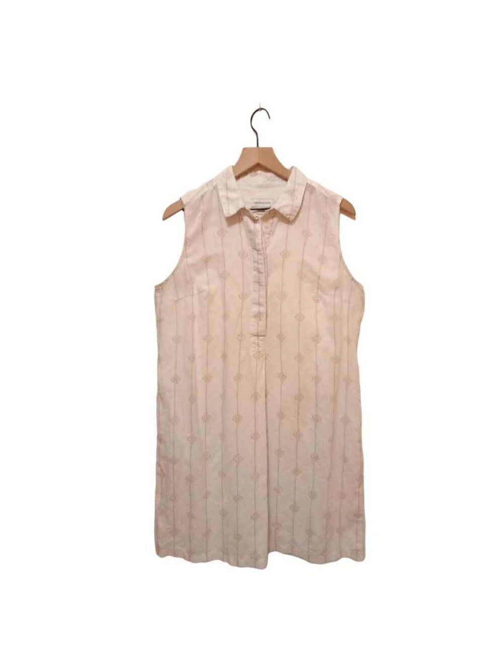 LIZ Claiborne White Collared Sleeveless Knee Length Linen Blend Dress Sz L